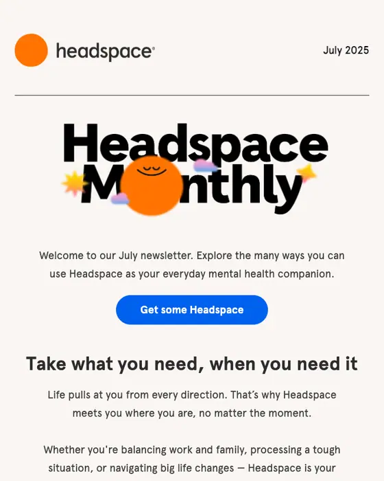Headspace newsletter email