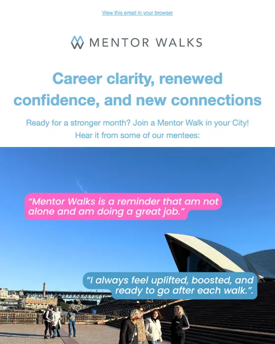 Mentor Walks event invite email