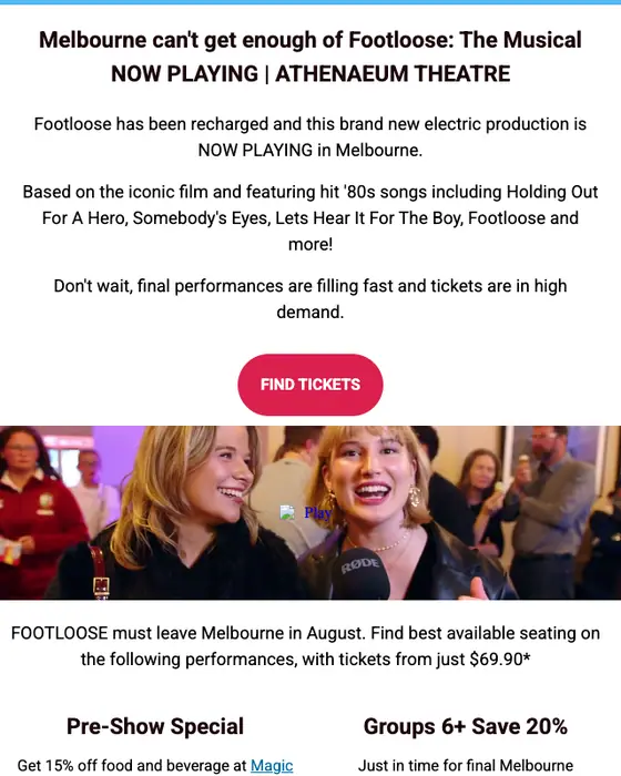 Athenaeum Theatre promotional email