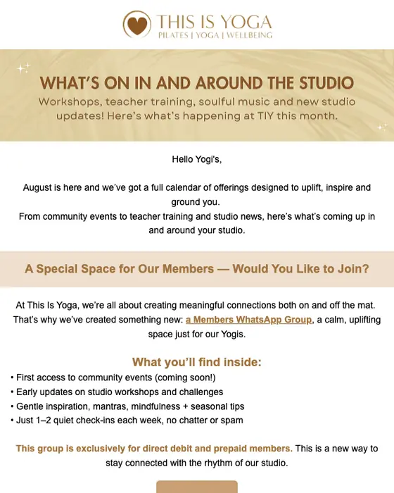 This Is Yoga | Clovelly newsletter email
