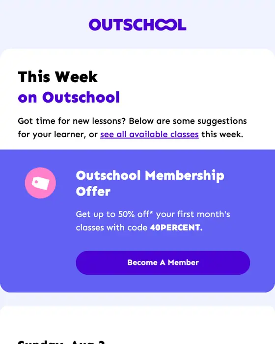 Outschool newsletter email