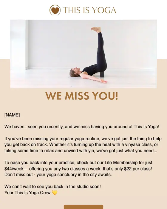 This is Yoga | Randwick re engagement email