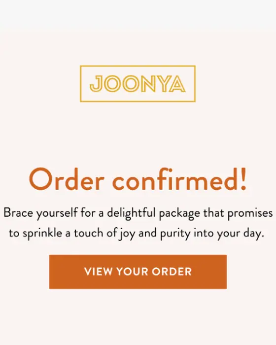 Joonya AU order confirmation email