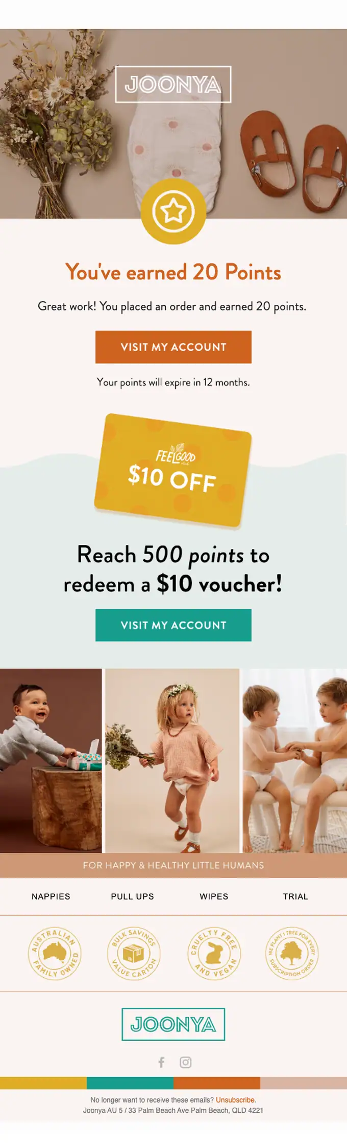Joonya Australia account notice email, full length