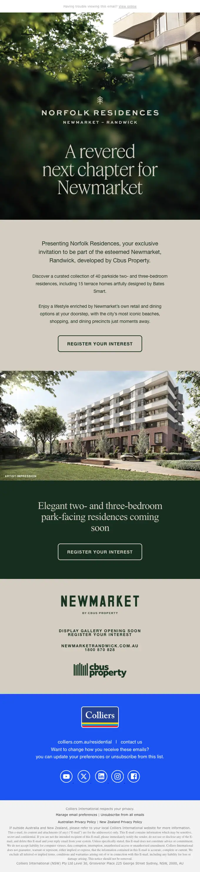 Colliers International product launch email, full length