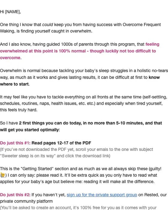 Baby Sleep Advice onboarding email