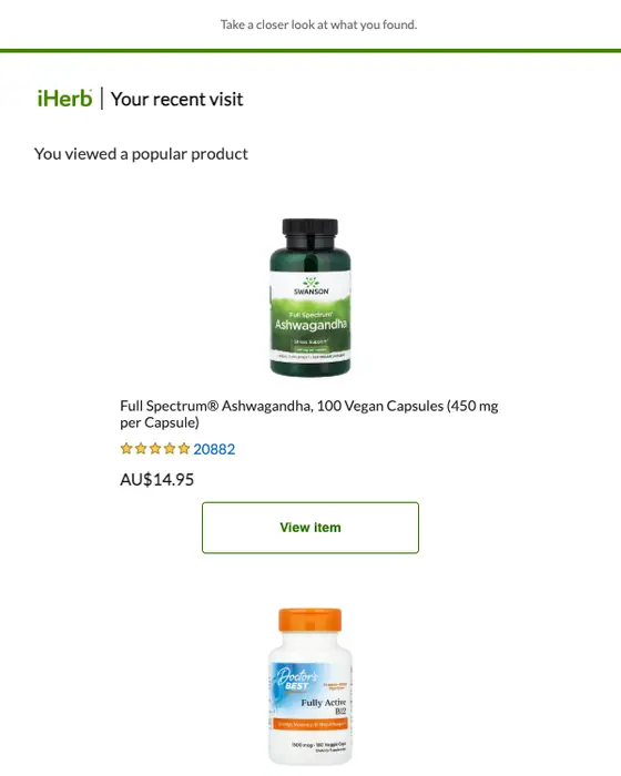 iHerb abandoned cart email