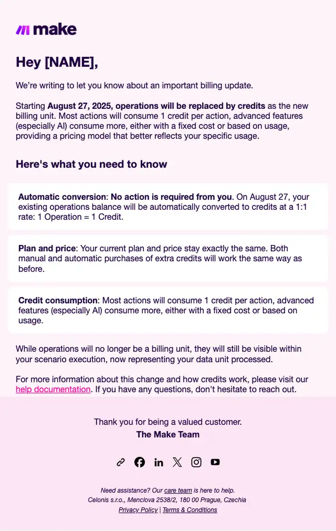Make account notice email, full length