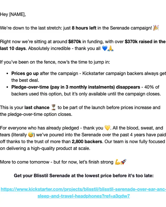 Blisstil expiration notice email