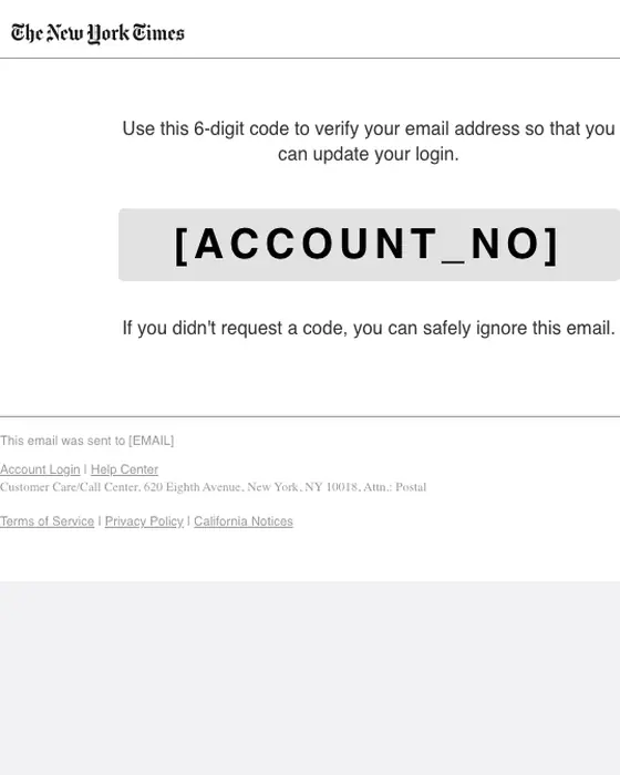 NYTimes.com password reset email