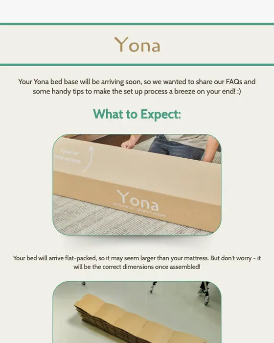 Yona shipping email