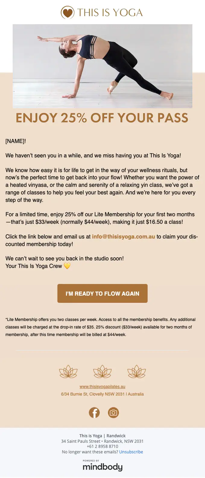 This is Yoga | Randwick re engagement email, full length