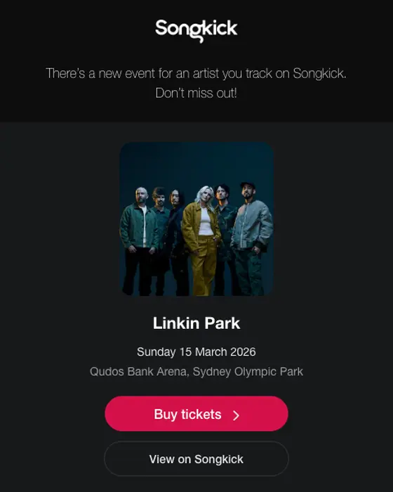 Songkick event invite email