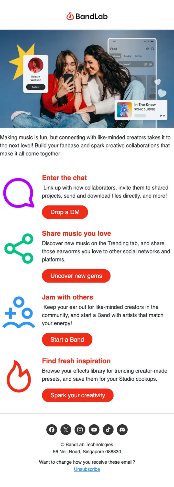 BandLab re engagement email, full length
