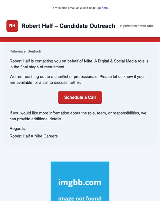 Robert Half job alert email