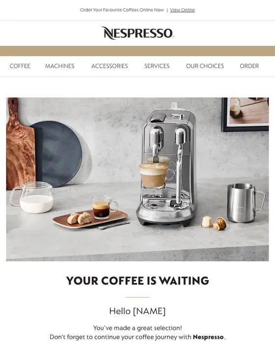 Nespresso abandoned cart email