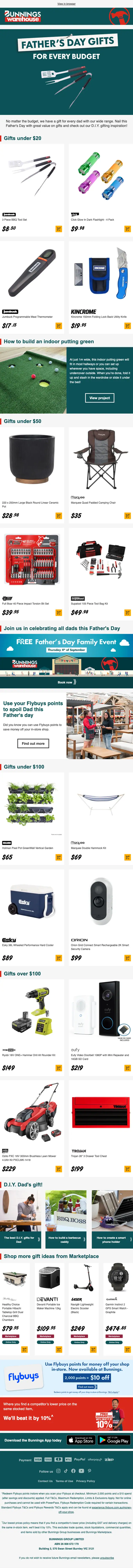 Bunnings seasonal email, full length