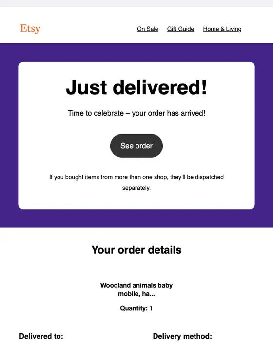 Etsy email