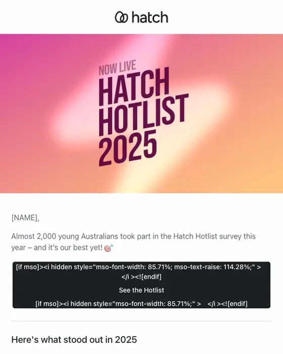 Hatch newsletter email