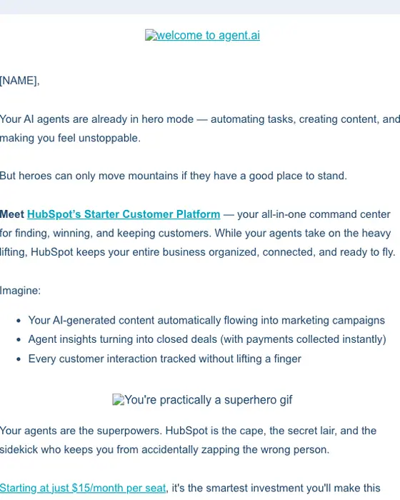 Agent.ai promotional email