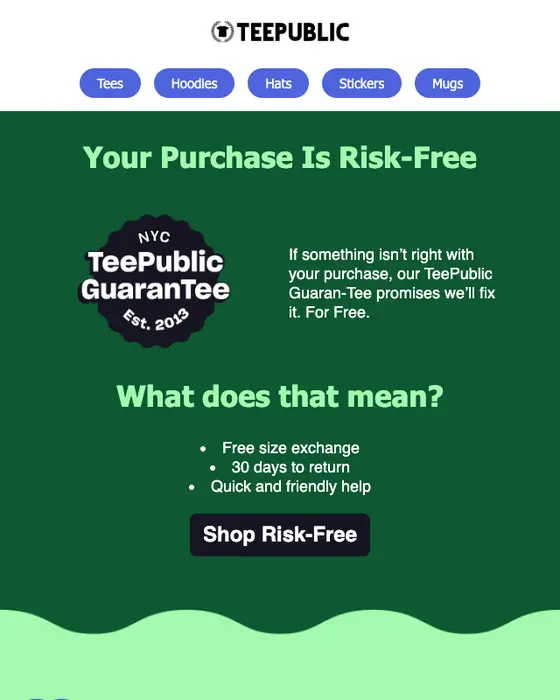 TeePublic account notice email