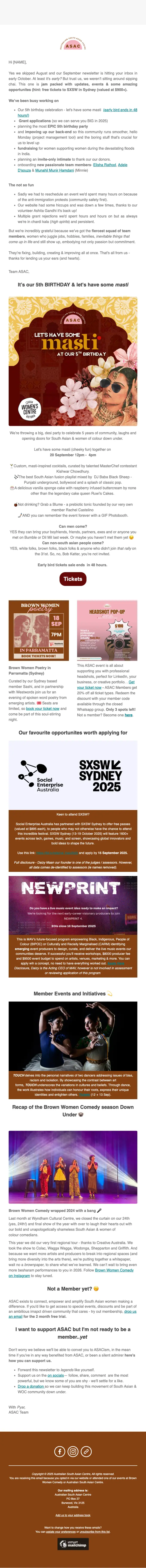 ASAC newsletter email, full length