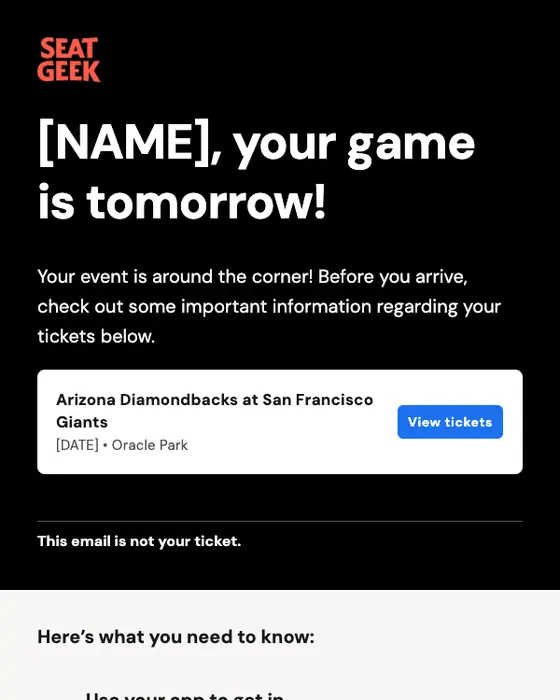 SeatGeek email