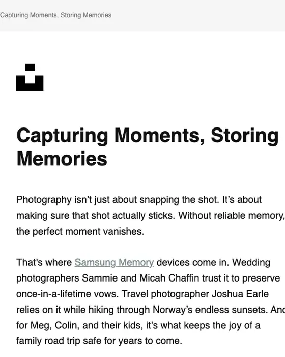 Unsplash promotional email