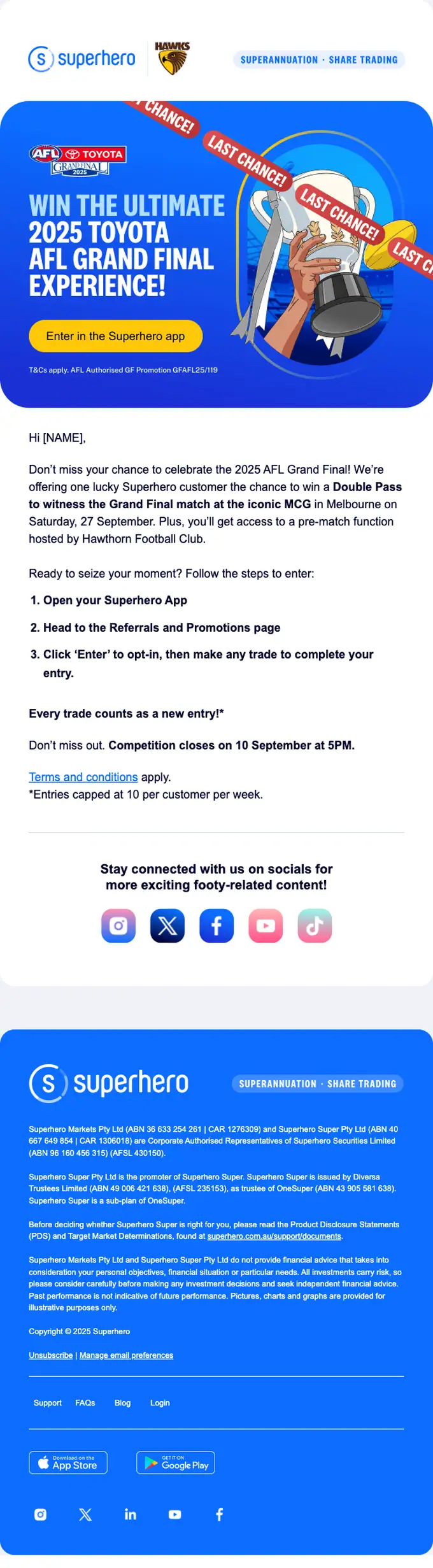 Superhero promotional email, full length