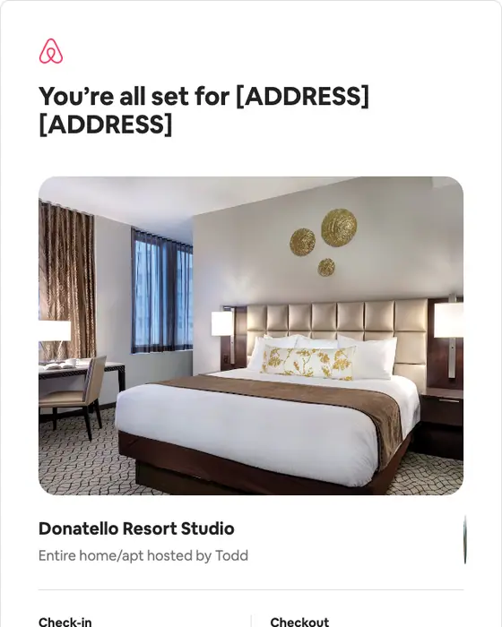 Airbnb booking confirmation email