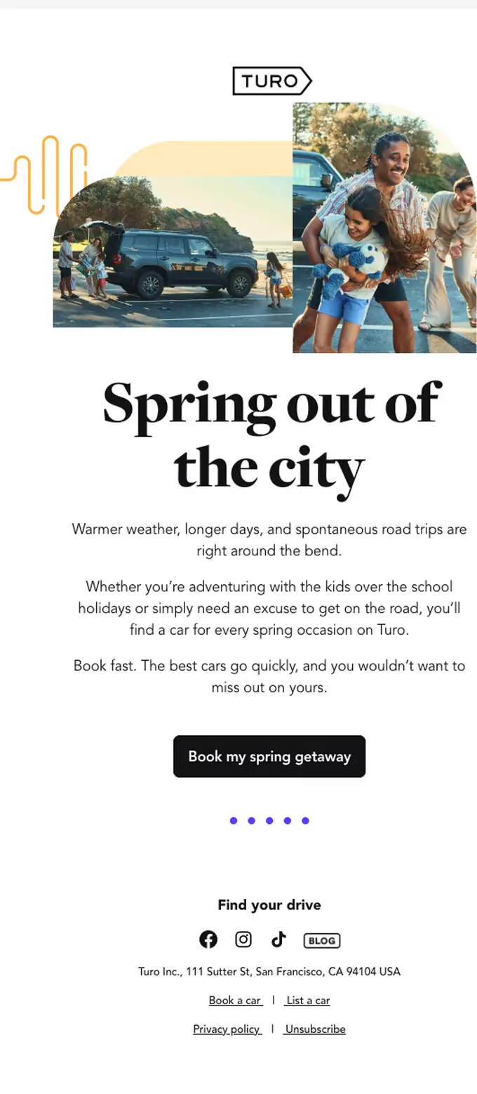 Turo seasonal email, full length