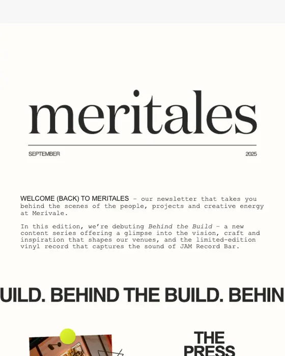 Merivale newsletter email