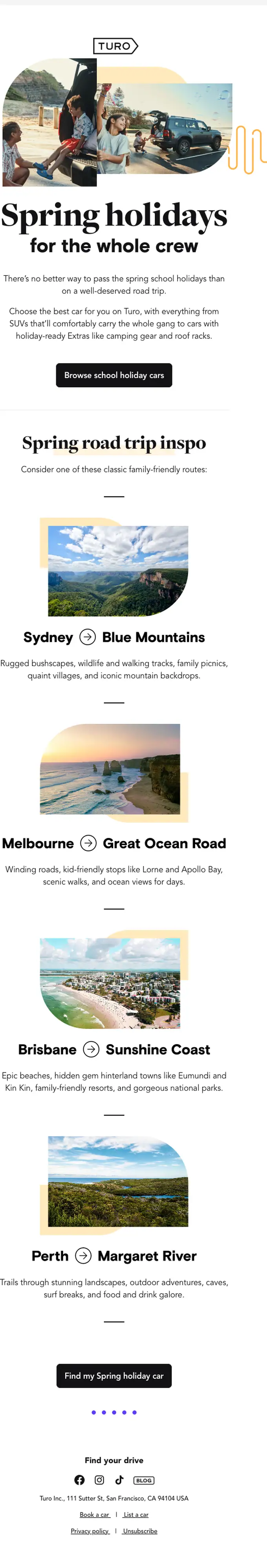 Turo promotional email, full length