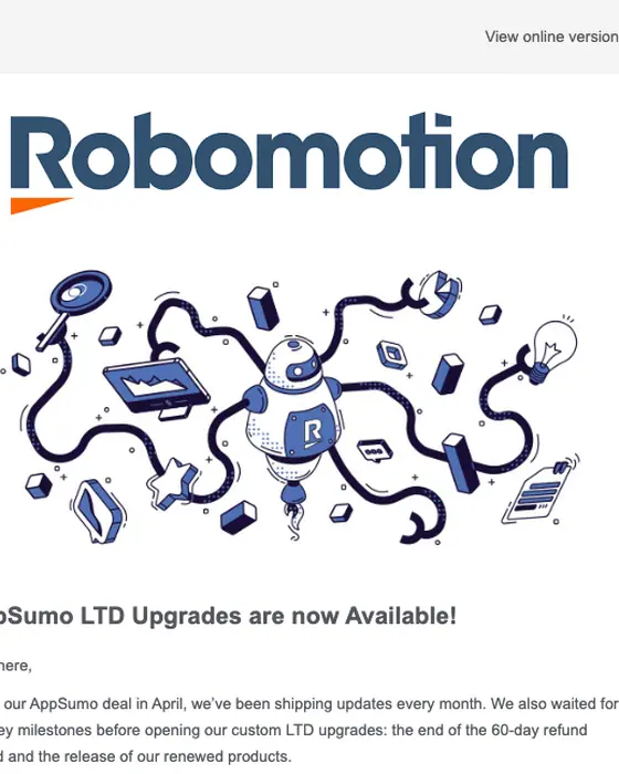 Robomotion promotional email