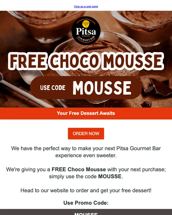Pitsa Gourmet Bar abandoned cart email