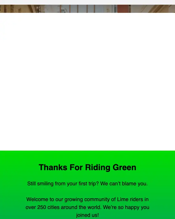 Lime welcome email
