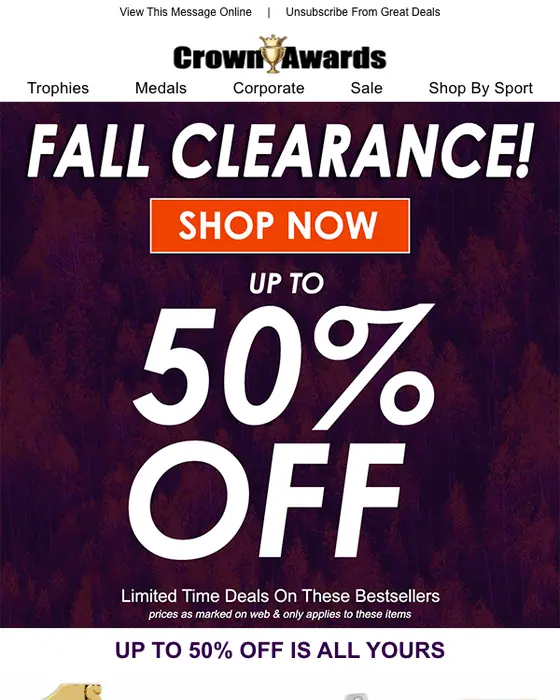Crown Awards sale email