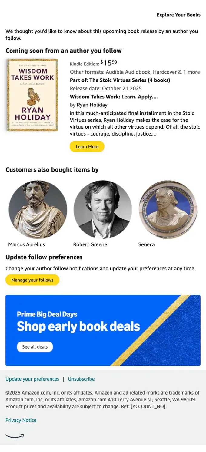 Amazon.com product launch email, full length