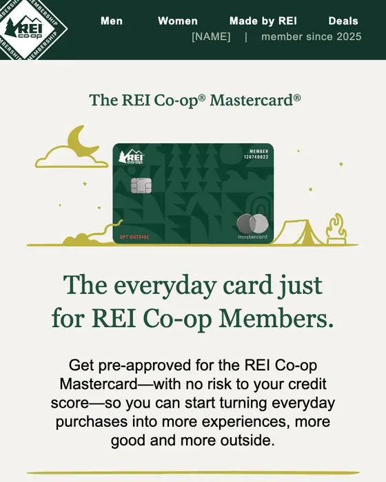 REI Co-op Mastercard promotional email