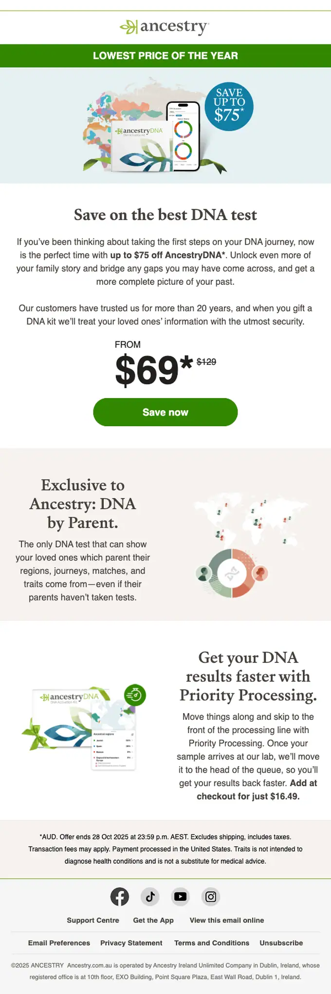 Ancestry discount offer email, full length
