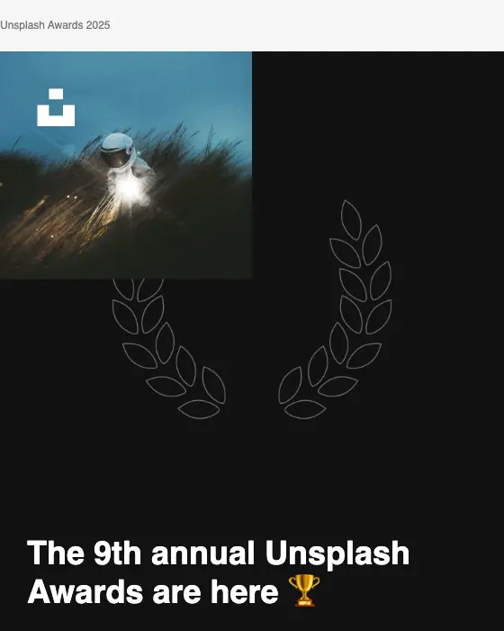 Unsplash promotional email