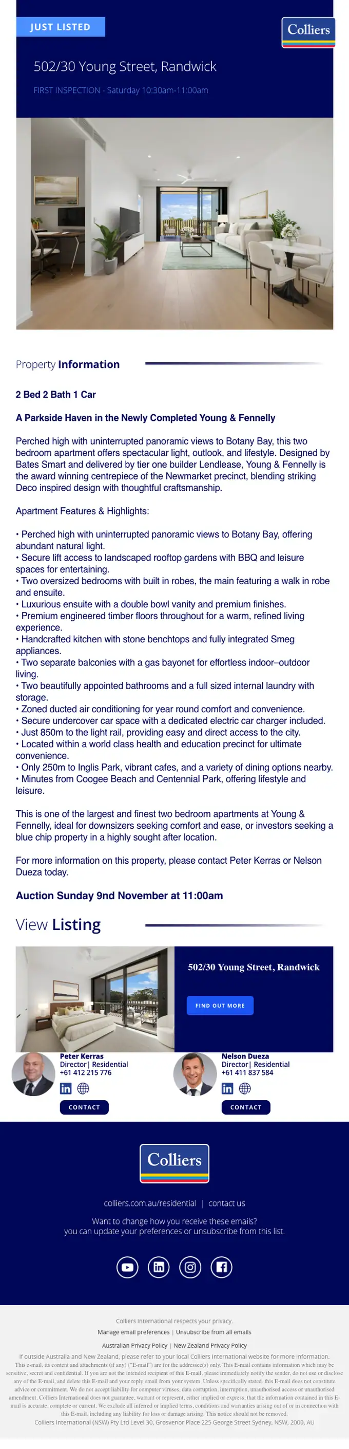 Colliers promotional email, full length