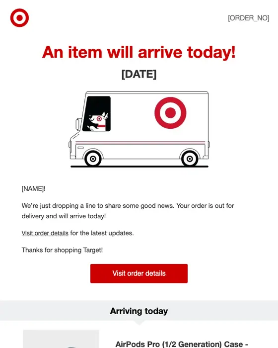Target shipping email