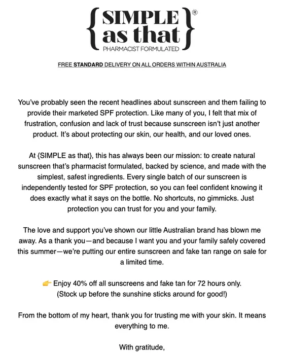 {SIMPLE as that} sale email