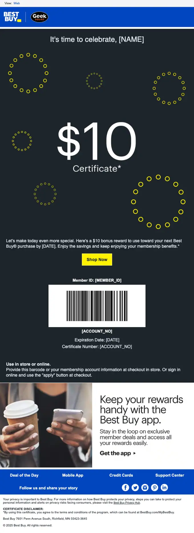 Best Buy discount offer email, full length