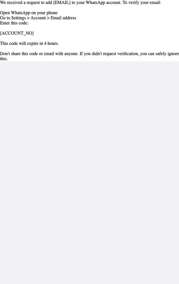 WhatsApp otp email, full length