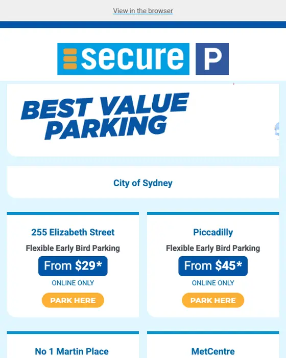 Secure Parking newsletter email