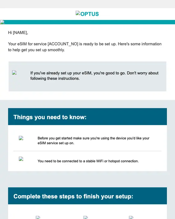 Optus account notice email