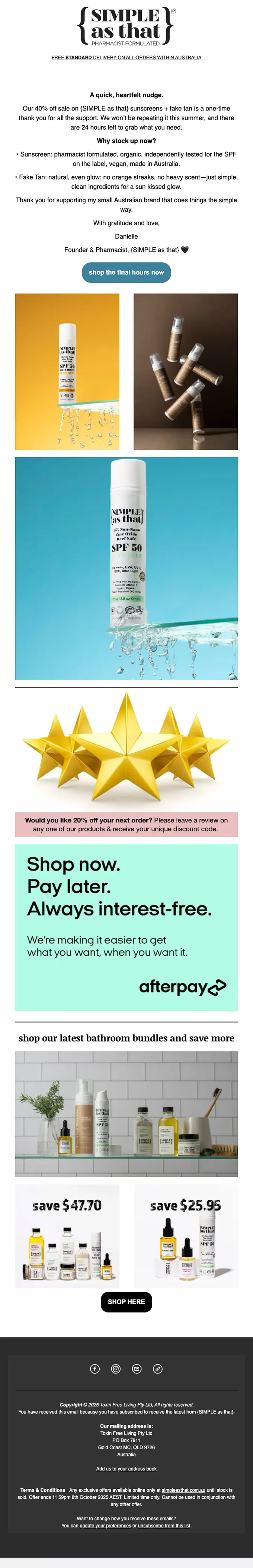 {SIMPLE as that} sale email, full length