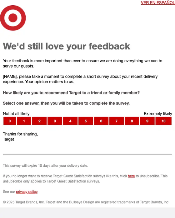 Target survey email